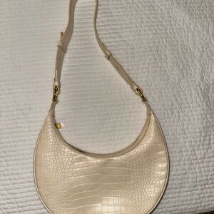 JW Pei: Carly Saddle Bag in Cream Croc